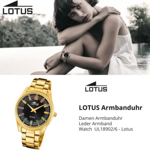 Lotus Damenuhr Leder gold Lotus Classic Armbanduhr UL18902/6