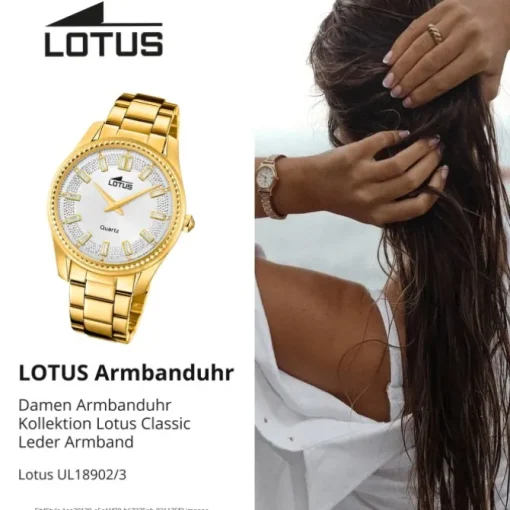 Lotus Damenuhr Leder gold Lotus Classic Armbanduhr UL18902/3
