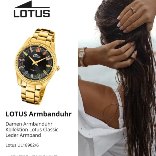 Lotus Damenuhr Leder gold Lotus Classic Armbanduhr UL18902/6