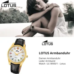 Lotus Damenuhr Leder schwarz Lotus Classic Armbanduhr UL18900/1