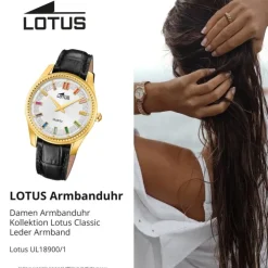 Lotus Damenuhr Leder schwarz Lotus Classic Armbanduhr UL18900/1