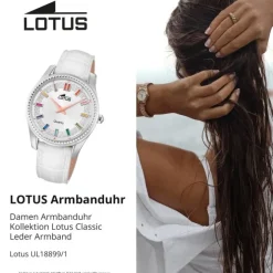 Lotus Damenuhr Leder weiß Lotus Classic Armbanduhr UL18899/1