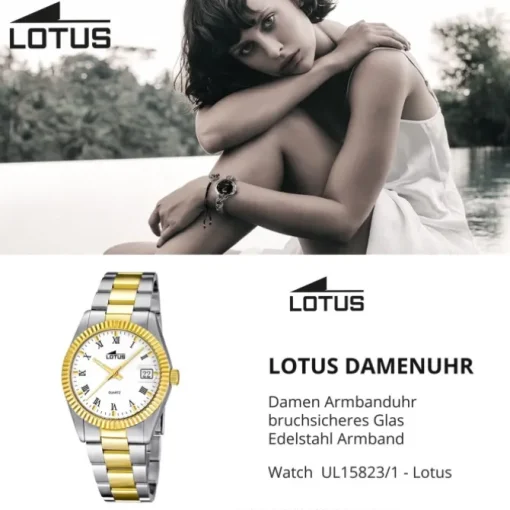 LOTUS Damenuhr Typ R. Analog Quarz Uhr Edelstahl Armband silber UL15823/1
