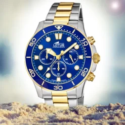 Lotus Herren Armbanduhr 18757/1 Chronograph Edelstahl silber gold UL18757/1