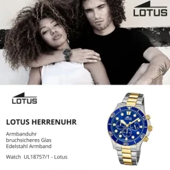 Lotus Herren Armbanduhr 18757/1 Chronograph Edelstahl silber gold UL18757/1