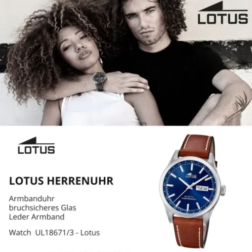 LOTUS Herren Armbanduhr Classic 18671/3 Quarz Leder braun UL18671/3
