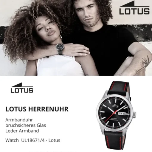 LOTUS Herren Armbanduhr Classic 18671/4 Quarz Leder schwarz UL18671/4