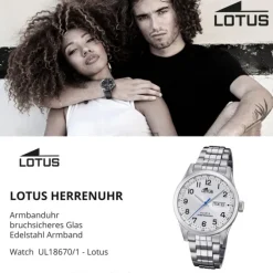 LOTUS Herren Armbanduhr Classic 18670/1 Quarz Edelstahl silber UL18670/1