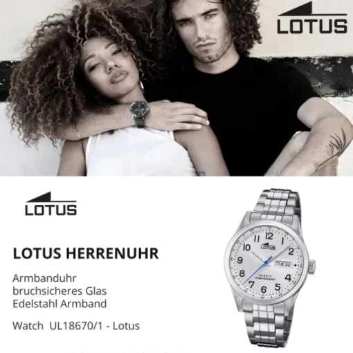 LOTUS Herren Armbanduhr Classic 18670/1 Quarz Edelstahl silber UL18670/1