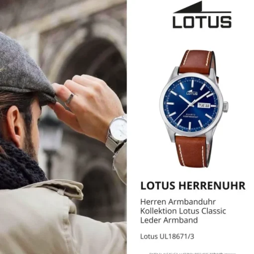 LOTUS Herren Armbanduhr Classic 18671/3 Quarz Leder braun UL18671/3