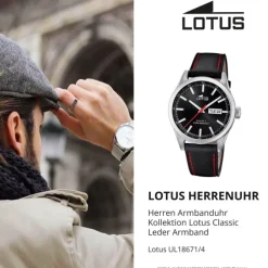 LOTUS Herren Armbanduhr Classic 18671/4 Quarz Leder schwarz UL18671/4
