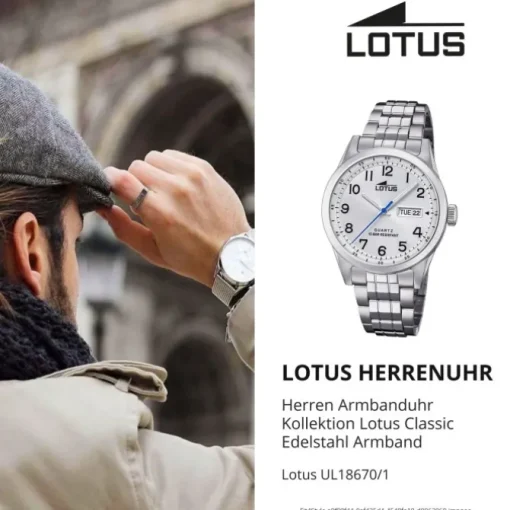 LOTUS Herren Armbanduhr Classic 18670/1 Quarz Edelstahl silber UL18670/1