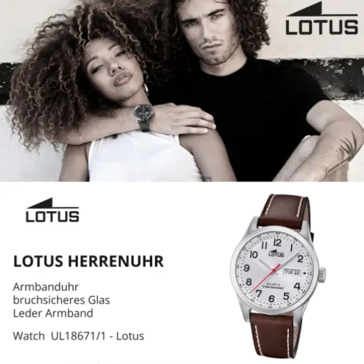 LOTUS Herren Armbanduhr Junior 18582/1 Quarz Leder silber UL18582/1 UL18671/1