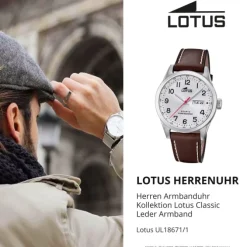 LOTUS Herren Armbanduhr Junior 18582/1 Quarz Leder silber UL18582/1 UL18671/1
