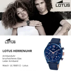 LOTUS Herren Armbanduhr Khrono 18681/2 Quarz Leder blau UL18681/2
