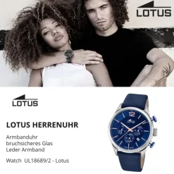 LOTUS Herren Armbanduhr Khrono 18689/2 Quarz Leder blau UL18689/2