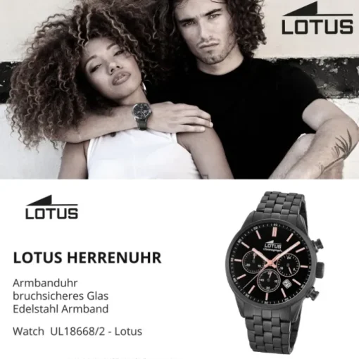 LOTUS Herren Armbanduhr Khrono 18668/2 Quarz Edelstahl schwarz UL18668/2