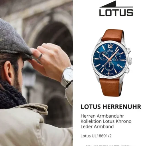 LOTUS Herren Armbanduhr Khrono 18691/2 Quarz Leder braun UL18691/2