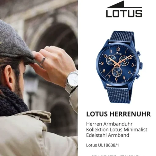 LOTUS Herren Armbanduhr Minimalist 18638/1 Quarz Edelstahl blau UL18638/1