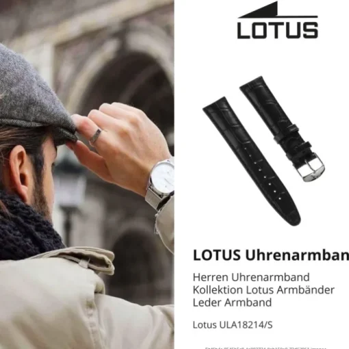 Lotus Herren Uhrenarmband 21mm Leder-Band schwarz für Lotus L18214 L18213 ULA18214/S