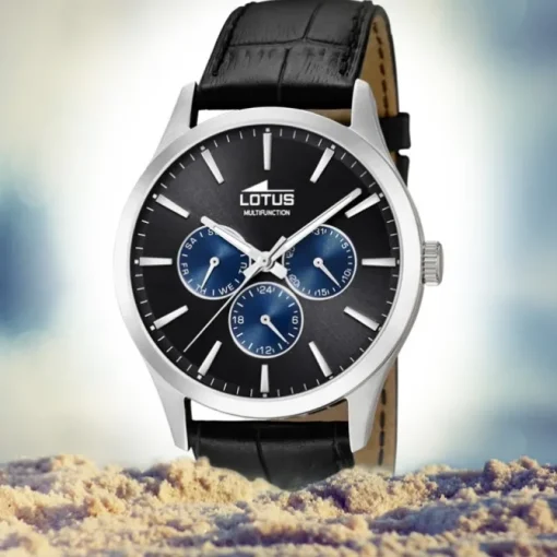 Lotus Herren-Armbanduhr Leder schwarz 18576/6 Quarz Minimalist UL18576/6