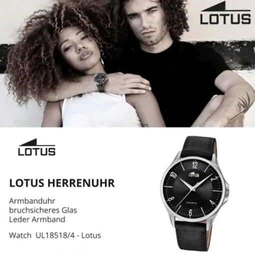 Lotus Herren-Armbanduhr Leder schwarz 18518/4 Quarz klassisch UL18518/4