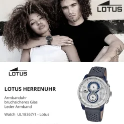 Lotus Herren-Armbanduhr Leder blau 18367/1 Quarz Khrono UL18367/1