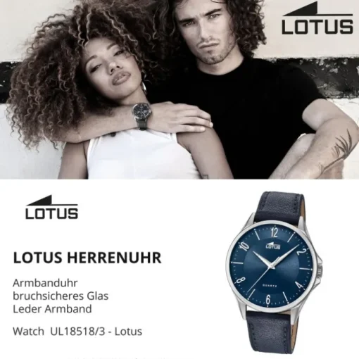 Lotus Herren-Armbanduhr Leder blau 18518/3 Quarz klassisch UL18518/3