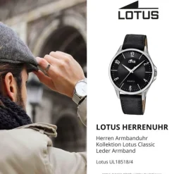 Lotus Herren-Armbanduhr Leder schwarz 18518/4 Quarz klassisch UL18518/4