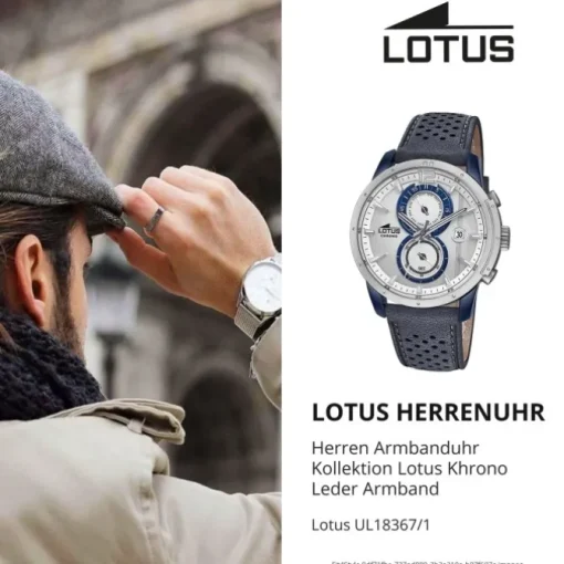 Lotus Herren-Armbanduhr Leder blau 18367/1 Quarz Khrono UL18367/1