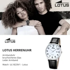 LOTUS Herren-Uhr - Lederband klassisch - Analog - Quarz - Leder - UL18239/1