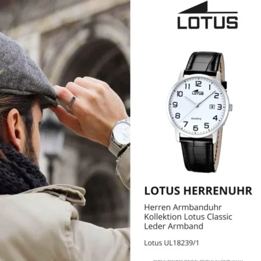 LOTUS Herren-Uhr - Lederband klassisch - Analog - Quarz - Leder - UL18239/1