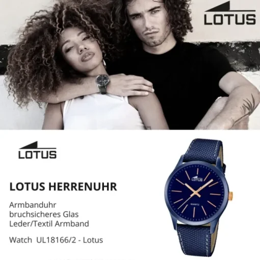 LOTUS Herren-Uhr - Minimalist - Analog - Quarz - Leder/Textil - UL18166/2
