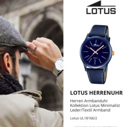 LOTUS Herren-Uhr - Minimalist - Analog - Quarz - Leder/Textil - UL18166/2