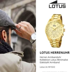 LOTUS Herren-Uhr - Minimalist - Analog - Quarz - Edelstahl Klassik Uhr UL18153/2