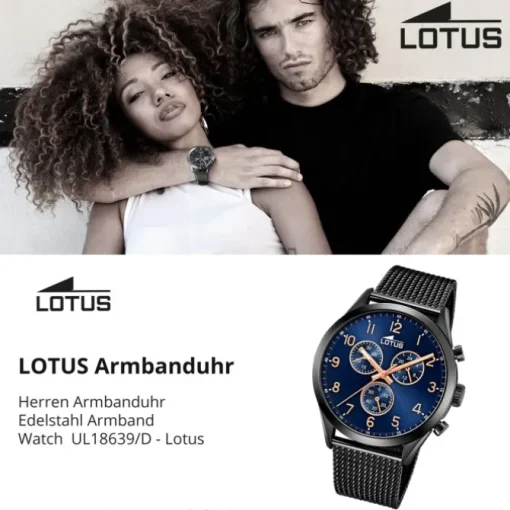 Lotus Herrenuhr Edelstahl schwarz Lotus Minimalist Armbanduhr UL18639/D