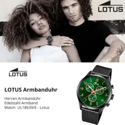 Lotus Herrenuhr Edelstahl schwarz Lotus Minimalist Armbanduhr UL18639/E