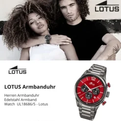 Lotus Herrenuhr Edelstahl schwarz Lotus Classic Armbanduhr UL18686/5