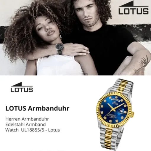 Lotus Herrenuhr Edelstahl silbergold Lotus Classic Armbanduhr UL18855/5