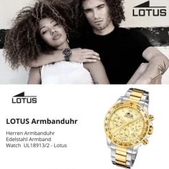 Lotus Herrenuhr Edelstahl silber gold Lotus Classic Armbanduhr UL18913/2