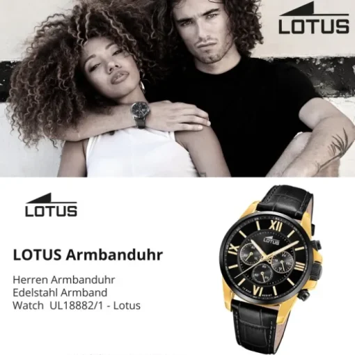 Lotus Herrenuhr Edelstahl schwarz Lotus Classic Armbanduhr UL18882/1
