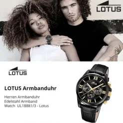 Lotus Herrenuhr Edelstahl schwarz Lotus Classic Armbanduhr UL18881/3