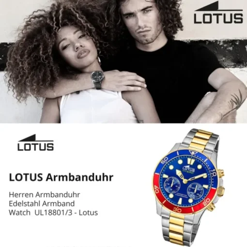 Lotus Herrenuhr Edelstahl silbergold Lotus Classic Armbanduhr UL18801/3