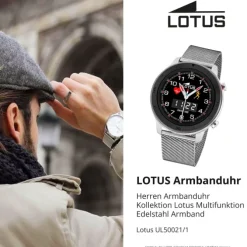 Lotus Herrenuhr Edelstahl Leder schwarz Multifunktion Armbanduhr UL50021/1