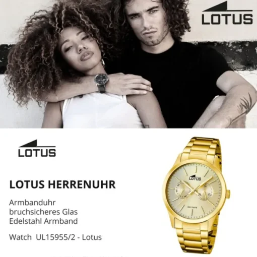 Lotus Herrenuhr Edelstahl gold Lotus Minimalist Armbanduhr UL15955/2
