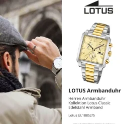 Lotus Herrenuhr Edelstahl silbergold Lotus Classic Armbanduhr UL18852/5