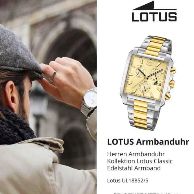 Lotus Herrenuhr Edelstahl silbergold Lotus Classic Armbanduhr UL18852/5