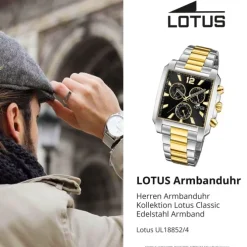 Lotus Herrenuhr Edelstahl silbergold Lotus Classic Armbanduhr UL18852/4