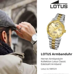 Lotus Herrenuhr Edelstahl silbergold Lotus Classic Armbanduhr UL18855/4