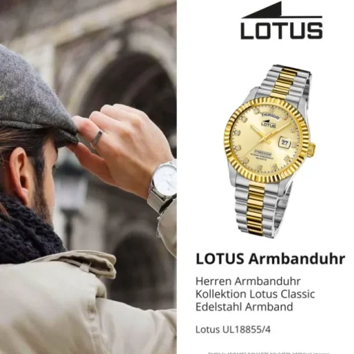 Lotus Herrenuhr Edelstahl silbergold Lotus Classic Armbanduhr UL18855/4